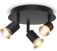 Aigostar Plafoniera 3 Faretti Orientabili GU10 Ø200mm Nera Per Interni