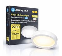 Aigostar Downlight LED Superficie 24W 2700lm 4000K Bianco Plafoniera Rotonda