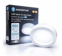 Aigostar Plafoniera LED 6W Rotonda Da Superficie Luce Fredda 6500K Bianco 122mm