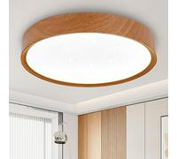 Aigostar Plafoniera LED Soffitto in Legno,Ø 33.7 cm,20W,2200LM, Effetto Cielo Stellato, 6500K Luce Fredda,Rotonda.Lampada da soffitto per interni per soggiorno,cucina,camera da letto, corridoio