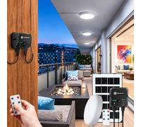 Aigostar Plafoniera LED Soffitto Solare Interno Esterno 35W Sensor / IP65 | 350lm; Batteria 3000mAh; Sensore luce e movimento; Area 6m²; Telecomando; Use: garage/patio/corridoio; For: casa