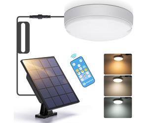 Aigostar Plafoniera LED Solare 50W 500lm CCT Pannello IP65 Esterni Nera 17 cm