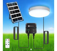 Aigostar Plafoniera LED Solare Esterno Interni con Telecomando, Scatola di accumulo di energia, 35W, IP65 Impermeabile, Regolabile 6500K, Cavo 8M, Interruttore a Cordino