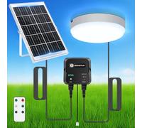 Aigostar Plafoniera LED Solare Esterno Interni con Telecomando, Scatola di accumulo di energia, 70W, IP65 Impermeabile, Regolabile 6500K, Cavo 8M, Interruttore a Cordino