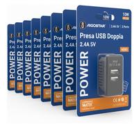 Aigostar Presa 2xUSB Nera 2.4A Compatibile BTicino Matix (8 Pezzi)