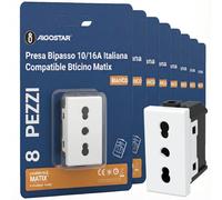 Aigostar Presa Bipasso 10-16a Bianco Compatibile BTcino Matix 8 Pezzi