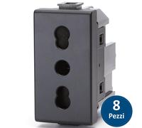 Aigostar presa bipasso 10-16A Nero compatibile BTcino Matix 8 Pezzi