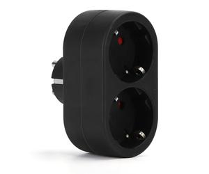 Aigostar Presa Doppia,Adattatore Schuko con Protezione Bambini,Doppia Presa Tedesca,Adattatore 2 prese Frontali,16A,Nero