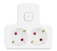 Aigostar Presa Doppia Presa Multipla con Interruttore, Protezione Bambini，Adattatore Schuko16 A Combinata Standard Tedesco e Francese，Grigio Bianco