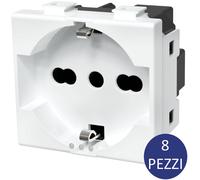 Aigostar Presa Schuko Bianca 16A Compatibile Bticino Matix 8 Pezzi