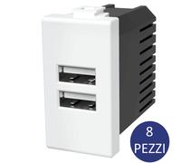 Aigostar Presa USB Doppia 5V 2.4A Compatibile Bticino Matix 8 Pezzi