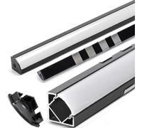 Aigostar Profilo Alluminio da Superficie per Striscia LED 2m Nero 18x18mm
