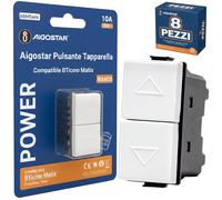 Aigostar Pulsante Tapparella Bianco Italiano Compatibile BTicino Living 8 Pezzi