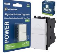 Aigostar Pulsante Tapparella Bianco Italiano Compatibile Vimar Plana 8 Pezzi