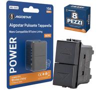 Aigostar Pulsante Tapparella Nero Italiano Compatibile BTicino Living 8 Pezzi