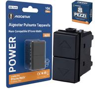 Aigostar Pulsante Tapparella Nero Italiano Compatibile BTicino Matix 8 Pezzi