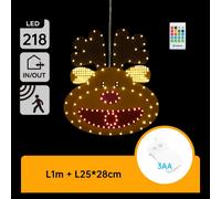 Aigostar Renna Luminosa LED Calda Batteria 3AA 218 Luci Sensore Musica IP44