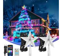 Aigostar RGBIC Luci Natalizie per Esterni 13M- Puntale a Stella Puntale Albero di Natale con 100 LED, 39 Modalità, Musica, DIY, App, IP44 per Decorazioni Halloween e Natale, 2 pezzi