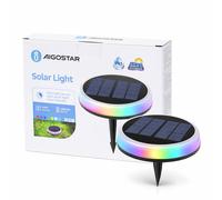 Faretto segnapassi Led 0,6W Bianco e Nero con pannello solare IP65 RGB con sensore crepuscolare Aigostar