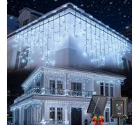 Aigostar Solar Eisregen Lichterkette Außen 4 Stück [8 Modi | Kaltweiß] + 5m*0.6M Vorhang & 3m Kabel - IP65 Wasserdicht - Auto Ein/Aus, Beleuchtung mit Solar- Für Weihnachten, Garten, Balkon, Hochzeit