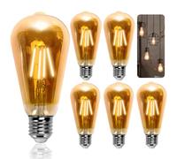 Aigostar ST64 - Lampadina Stile Vintage Edison, Lampadina Led E27 Da 8W (Equivalente A 60W),Lampadina A Filamento Led Bianco Caldo (2200K), 800 Lumens,Non Dimmerabile, Confezione Da 5 Unità