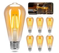 Aigostar ST64 - Lampadina Stile Vintage Edison, Led E27 Da 10W (Equivalente A 77W)，Filamento Led Bianco Caldo (2200K)， 1100 Lumens，Non Dimmerabile， Confezione Da 6 Unità