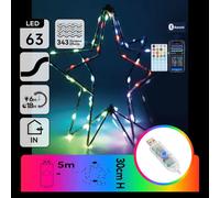 Aigostar Stella Luminosa 3D Smart RGBIC USB Natale con Telecomando App 63LED
