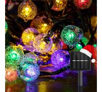 Aigostar Stringa di Luci Solari Esterno, RGB Multicolor 12M Globo di Cristallo Decorativo. Ghirlande decorative a stringa con 8 modalità, IP65 impermeabile. Per Giardino, Balcone, Feste
