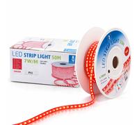 Aigostar Striscia LED 50m Luce Rossa 230V IP65 Esterno Bobina 5050-60 6.5W/m
