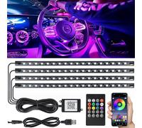 Aigostar Striscia LED Auto RGB 4 Pezzi x 22.5cm USB 48 LED con Telecomando