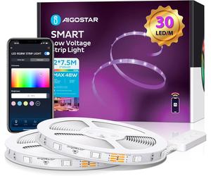 Aigostar Striscia LED Smart 15m RGB Wi-Fi Bluetooth 12V Interno IP20 48W 450 LED