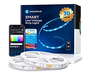 Aigostar Striscia LED Smart 5 Metri, Luci Led RGB con Telecomando, Strisce Led WiFi Compatibile con Alexa e Google Assistant, Sync Musicale DIY, per Decorare La Casa Camera Da Letto Party Bar, 2 Set