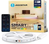 Aigostar Striscia LED Alexa, RGBIC, 10M(30LEDs/M), 24W, Striscie LED Smart con Controllo Segmenti, Sync Musica, Colore Fai da te per Camera, Festa, Bricolage, Decorazione della Casa, Gaming