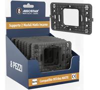 Aigostar Supporto a 2 moduli Portafrutto compatibile BTcino Matix 8 Pezzi