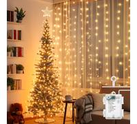 Aigostar Tenda Luminosa Natale Luce Calda, 2m*2m, Tenda Luci 200 LED, Luci per Tende con 8 Modalità di Catena di Luces, Impermeabile, Timer, per Esterni, Interni, Decorazione Natalizia, Feste