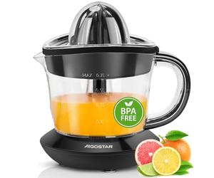 Aigostar Thomas Spremiagrumi Elettrico 40 W, 700ml con Beccuccio Antigoccia, 2 Coni Intercambiabili, Doppia Rotazione, Nero