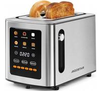 Aigostar Tostapane 2 Fette Inox, Touch Control Display LCD, 980W - Suntoast | Display LCD con Countdown, 6 Livelli Doratura, 6 Modalità Pane, Auto Off