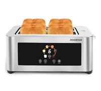 Aigostar Tostapane 4 Fette Digitale, Touchscreen LED, Bright | Acciaio Inox, 2 Fessure Lunghe per Toast Farciti, 1400W, 6 Livelli
