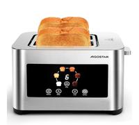 Aigostar Tostapane Digitale 2 Fette, Touchscreen LED 850 W, Briller | Acciaio Inox, Fessure 4 cm, Centratura Automatica e 6 Livelli