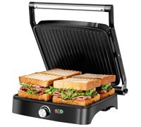 Aigostar Tostapane Piastra 3 in 1, Tostiera Elettrica con Piastre Panini Antiaderenti, 1800 W, Bistecchiera Elettrica con Regolatore di Temperatura, Apertura a 180°, Vassoio Raccogligocce, Calore