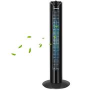 Aigostar Ventilatore a torre con 3 impostazioni di velocità, Timer con autospegnimento, 45 W, Ventole oscillanti a 70°, Ventilatore portatile salvaspazio senza pale da pavimento