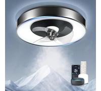 Aigostar- Ventilatore da Soffitto con Luce Alexa, LED 40W, 4400LM, 2700K-6500K Dimmerabile, Plafoniera LED Soffitto con Ventilatore, Telecomando e Gateway, 6 Velocità, φ50CM