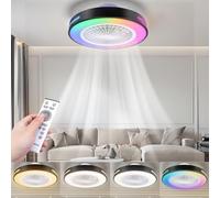 Aigostar Ventilatore da Soffitto con Luce con Telecomando, Ventilatore con Lampada Silenzioso con Timer e Luce Notturna, RGB LED, Funzione di Memoria, Regolazione Della Luminosità e del Colore, 2pcs