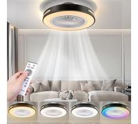 Aigostar Ventilatore da Soffitto con Luce con Telecomando, Ventilatore con Lampada Silenzioso con Timer e Luce Notturna, RGB LED, Funzione di Memoria, Regolazione Della Luminosità e del Colore