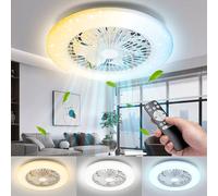 Aigostar Ventilatore da Soffitto con Luce e Telecomando, Φ49*14cm, Motore DC, Luminosità e Colore Regolabili, Timer, Adatto per Cucina, Camera da Letto e Soggiorno