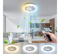 Aigostar Ventilatore da Soffitto con Luce e Telecomando, Φ49*14cm, Motore DC, Timer, Luminosità e Colore Regolabili, Adatto per Cucina, Camera da Letto e Soggiorno, 2pcs