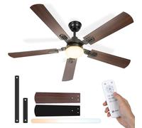 Aigostar Ventilatore da Soffitto con Luce e Telecomando Silenzioso 52‘’, 2700K/4000K/6500K, 33W Motor DC Reversibile, 6 Velocità, Adatto per soggiorno, camera da letto e sala da pranzo
