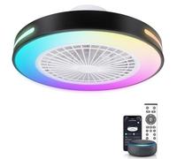 Aigostar - Ventilatore da Soffitto con Luce LED Wifi, 55W, 4400LM, 2700K-6500K e RGB Dimmerabile, Ventilatore Silenzioso con telecomando, Compatible con Alexa, Diametro 50 cm, 6 Velocità, 8 Pale