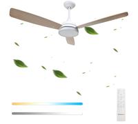 AIGOSTAR VENTILATORE DA SOFFITTO LUCE DIMMERABILE 3 PALE BIANCO Ø 132cm 60 Watt