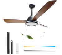 AIGOSTAR VENTILATORE DA SOFFITTO LUCE DIMMERABILE 3 PALE LEGNO Ø 132cm 62 Watt